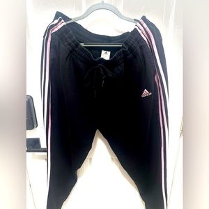 Adidas womens sweatpants 3XL - black with pink stripes